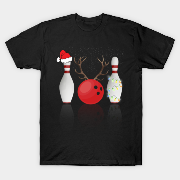 Funny Bowling Christmas TShirt Santa Hat Xmas Lights Gift Funny Bowling Christmas TShirt
